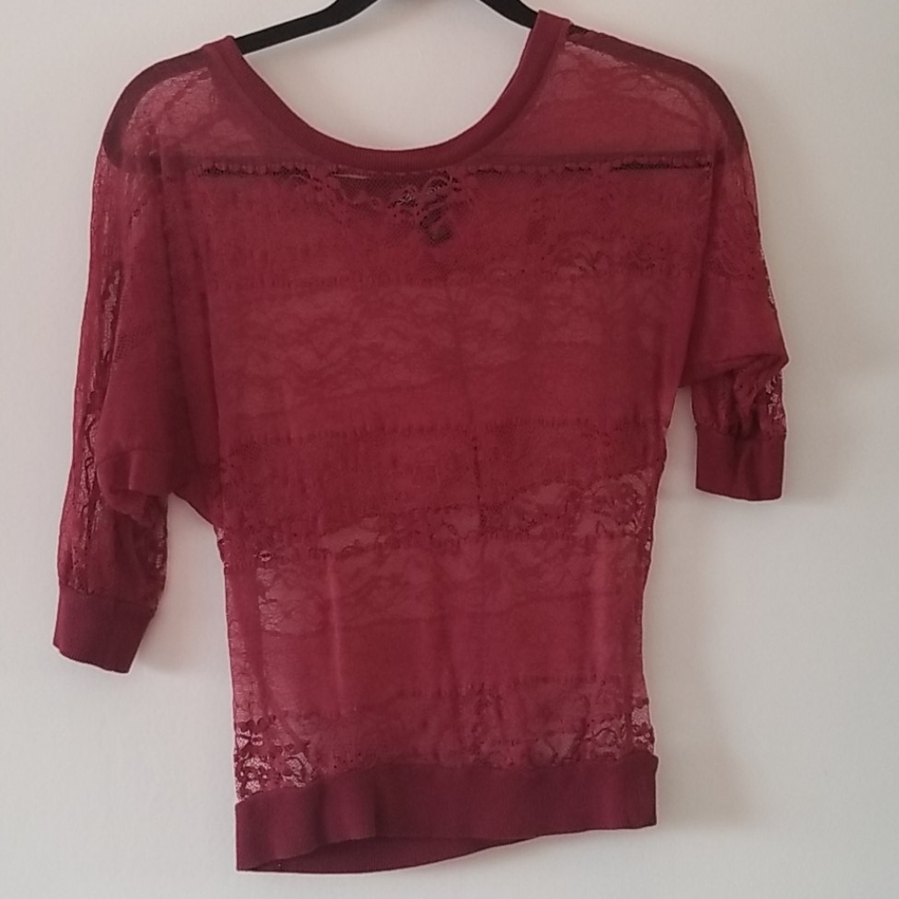 Wine colored laced top